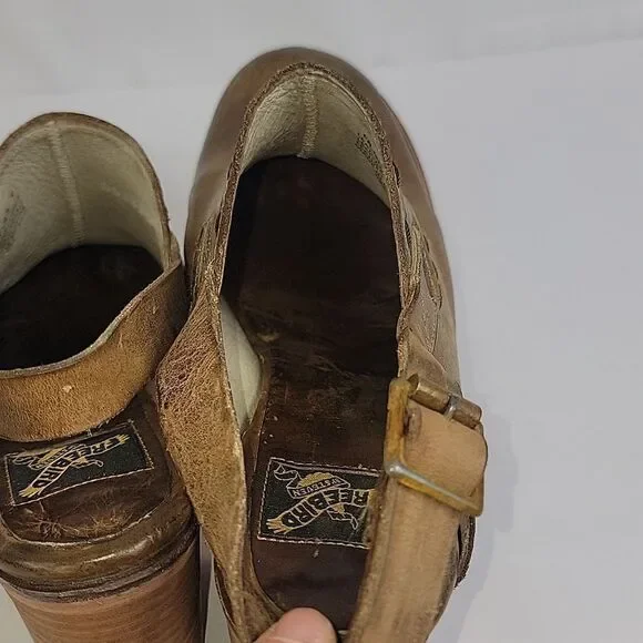 Freebird By Steven Gold Brown Leather Women's Ankle Boots - Picture 10 of 12